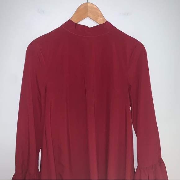 Lulus Dress Size Small Wine Red Long‎ Sleeve Oversized Flowy Flared Bell Sleeve - Picture 3 of 11